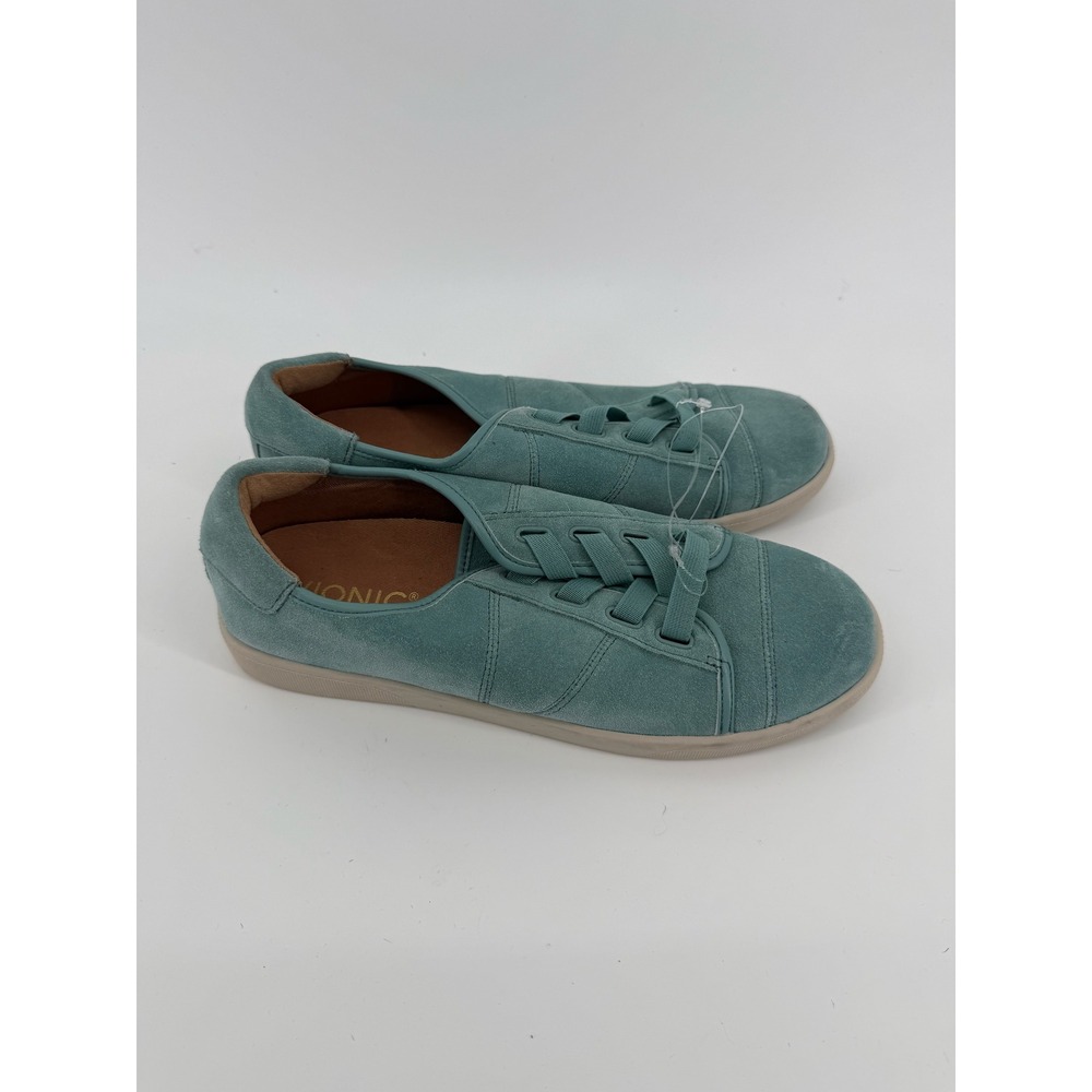Vionic Winona Teal Blue Suede Sneakers Womens 8.5 Slip On Orthotic Walking Shoes